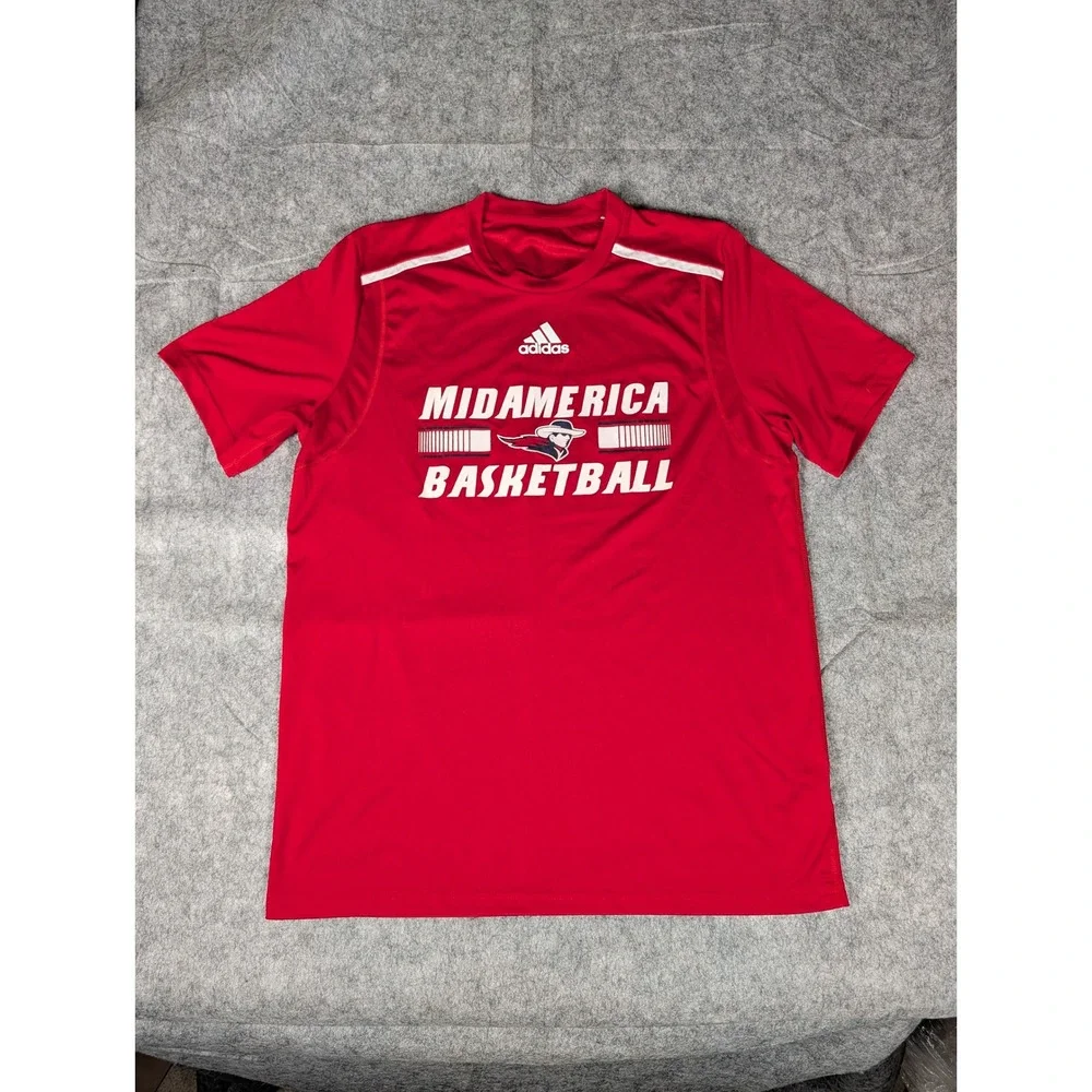 Adidas MidAmerica Nazarene University Pioneers Basketball Red Shirt HG4960 Mens - Picture 4 of 11